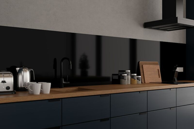 Pannello retrocucina in plexiglass nero