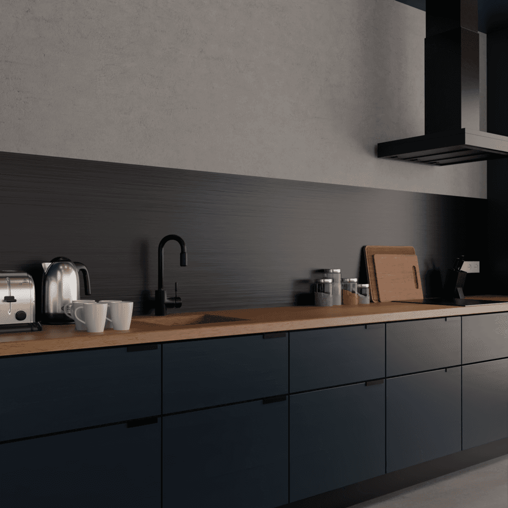 paraschizzi da cucina nero alupanel