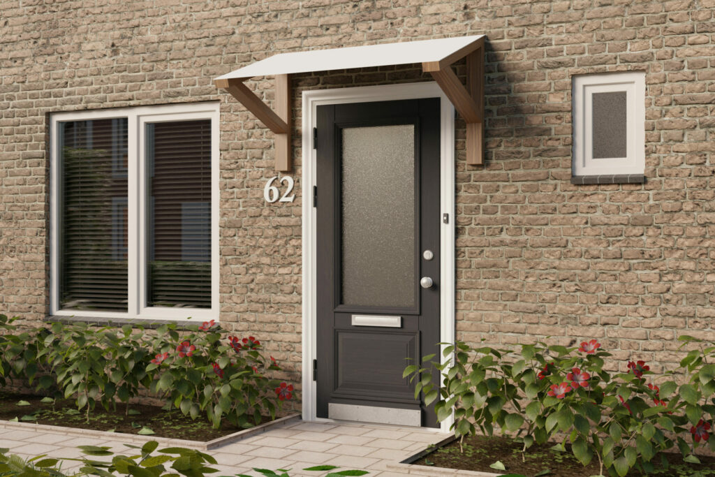 tettoia per porta in plastica hpl