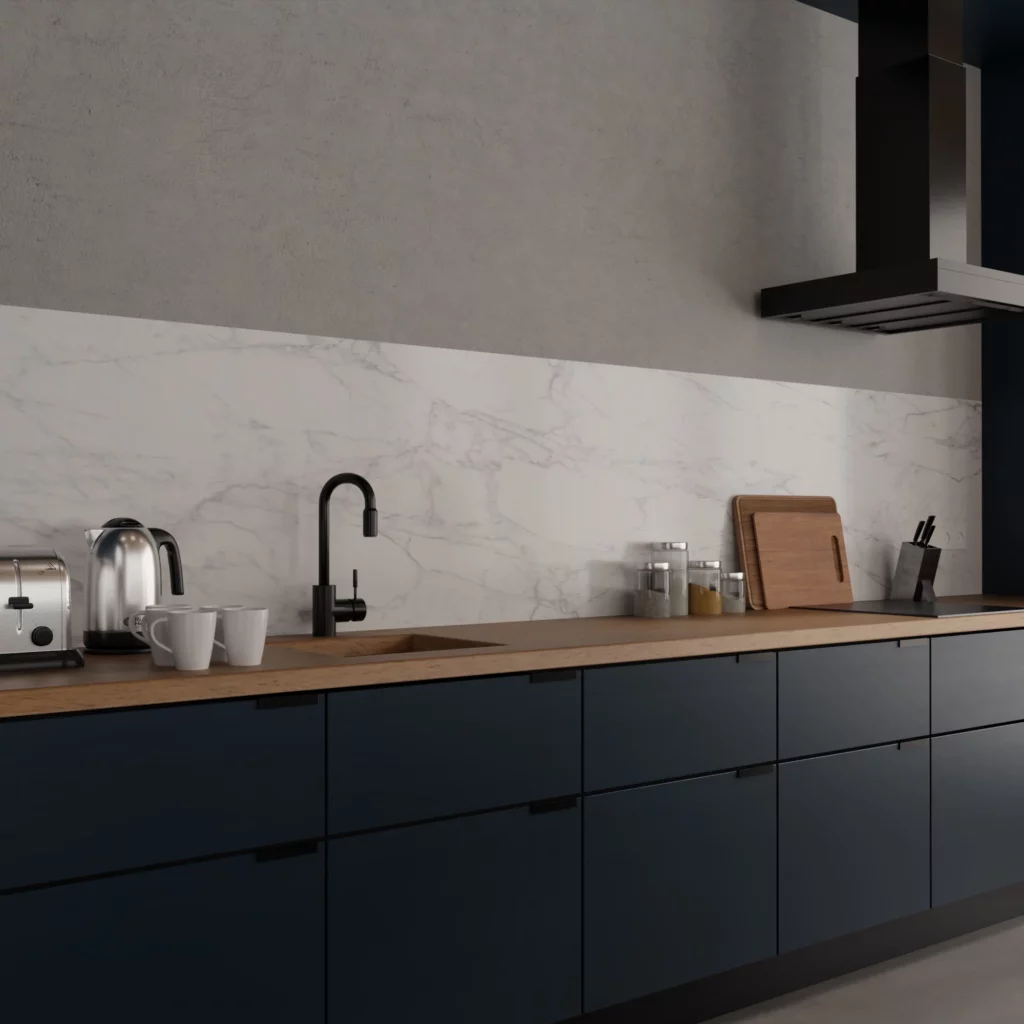 Paraschizzi cucina marmo bianco 3mm - Perfetto su misura